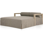 Featuring Laskin Washed Brown Outdoor Daybed by Four Hands at Amethyst Home. A soft, durable slipcover brings a complementary casual and laid-back look to structured framing of FSCA-certified teak. A bolster back cushion offers support and comfort in this outdoor daybed. Made in Italy, this sustainably made fabric is antimicrobial and highly resistant to sunl. Amethyst Home provides interior design, new home construction design consulting, vintage area rugs, and lighting in the Houston metro area.