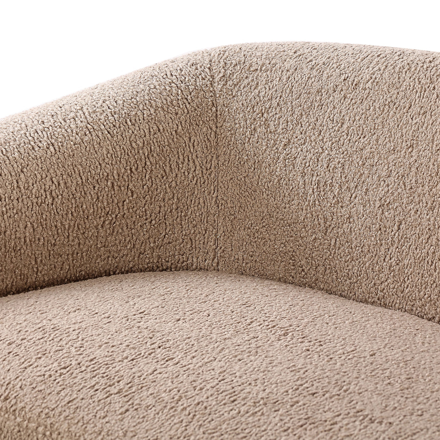 Lyla Sheepskin Camel Sofa is a fresh, elongated take on the traditional tub chair, with exaggerated depth for drama and comfort. Solid wood legs intersect sheepskin upholstery on this plush sofa for clean contrast and scale. Amethyst Home provides interior design services, furniture, rugs, and lighting in the Miami metro area.