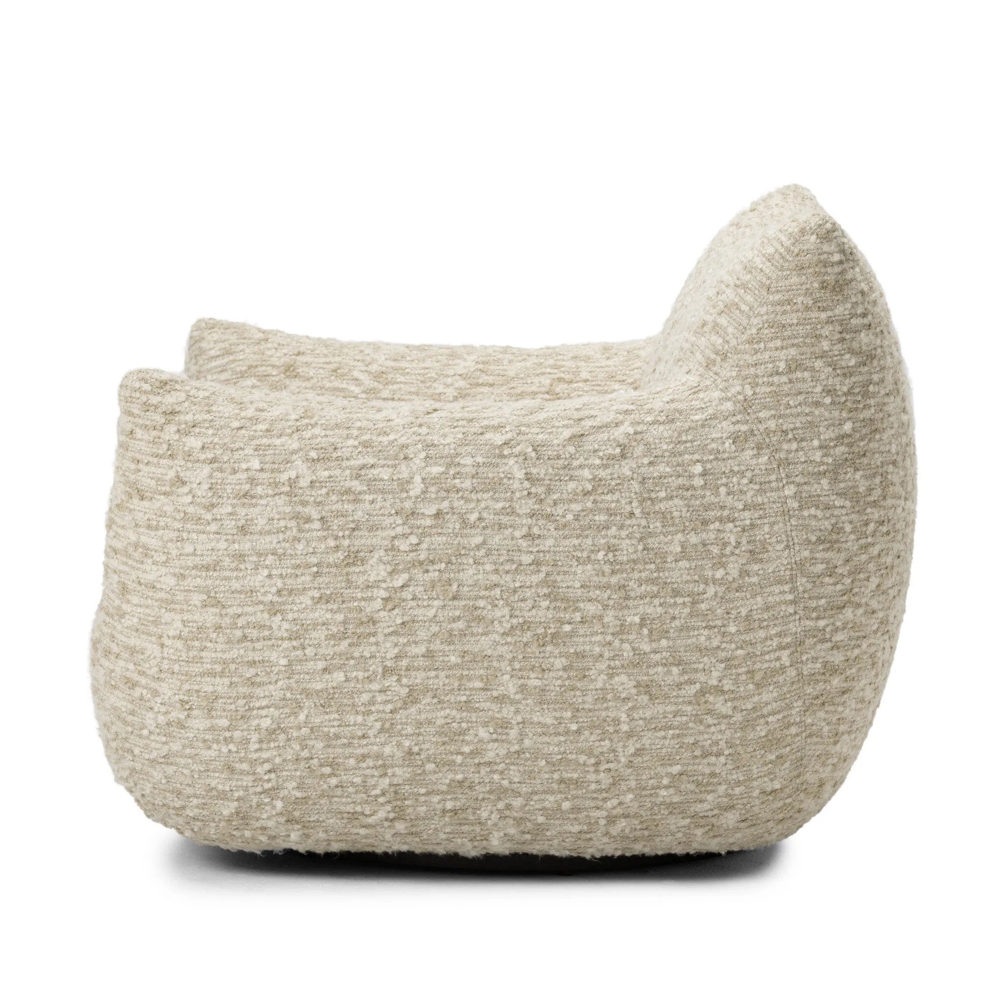 Featuring Margot Solema Cream Accent Swivel Chair by Four Hands at Amethyst Home. A modern take on a 70s-inspired shape. This sink-in, pillow-like chair features S-spring suspension for extra comfort and durability in the seat, all on a 360-degree swivel. Upholstered in an exaggerated boucle fabric with extra depth and texture throughout.
Collection: OsloCo. Amethyst Home provides interior design, new home construction design consulting, vintage area rugs, and lighting in the San Diego metro area.