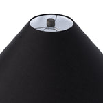 Muji Black Cotton Table Lamp is a hand-shaped black talavera lamp with handle-like detailing pairs with a tapered cotton shade in black. Amethyst Home provides interior design services, furniture, rugs, and lighting in the Dallas metro area.
