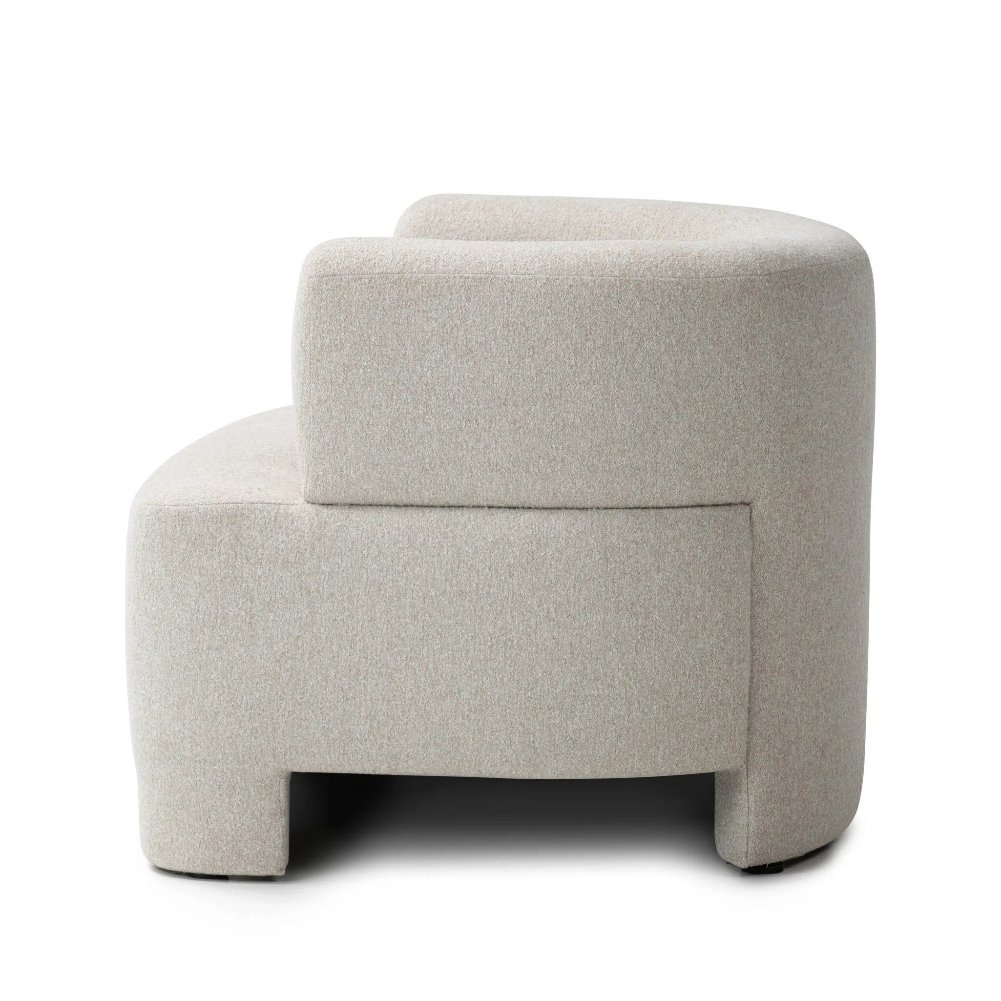 This contemporary wraparound chair melds two forms for a study in seamless balance. The seat's modern form is neutralized with an understated pebble color, while sleek cutouts emphasize the tri-leg base.Collection: Farro Amethyst Home provides interior design, new home construction design consulting, vintage area rugs, and lighting in the Dallas metro area.