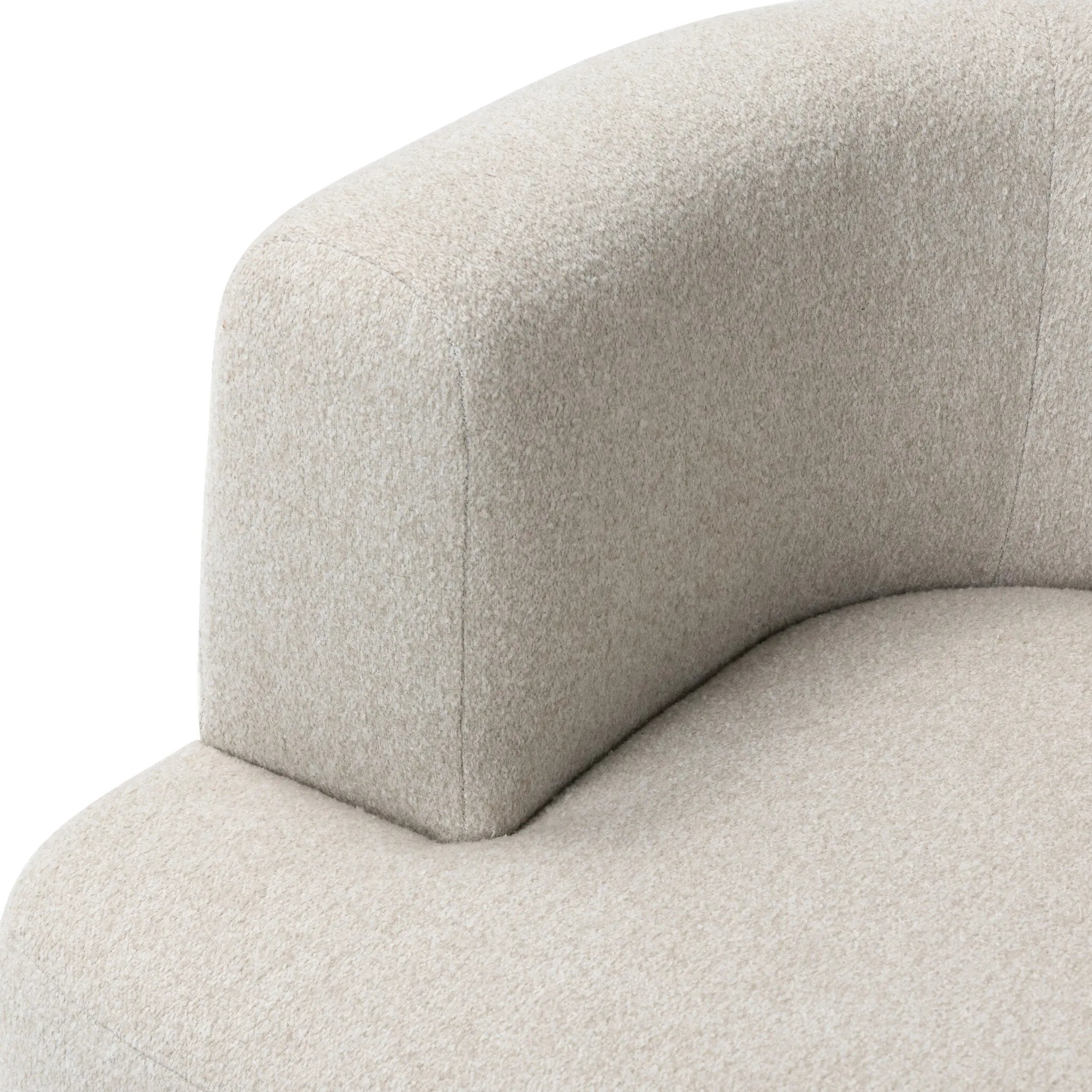 This contemporary wraparound chair melds two forms for a study in seamless balance. The seat's modern form is neutralized with an understated pebble color, while sleek cutouts emphasize the tri-leg base.Collection: Farro Amethyst Home provides interior design, new home construction design consulting, vintage area rugs, and lighting in the Des Moines metro area.
