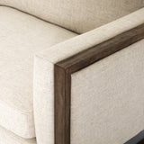 Crisp, clean comfort. Cream-colored upholstery of performance grade cradles within an exposed parawood frame, for detail-driven contrast. Performance fabrics are specially created to withstand spills, stains, high traffic and wear, ensuring long-term comfort and unmatched durability. Amethyst Home provides interior design, new construction, custom furniture, and area rugs in the Miami metro area.