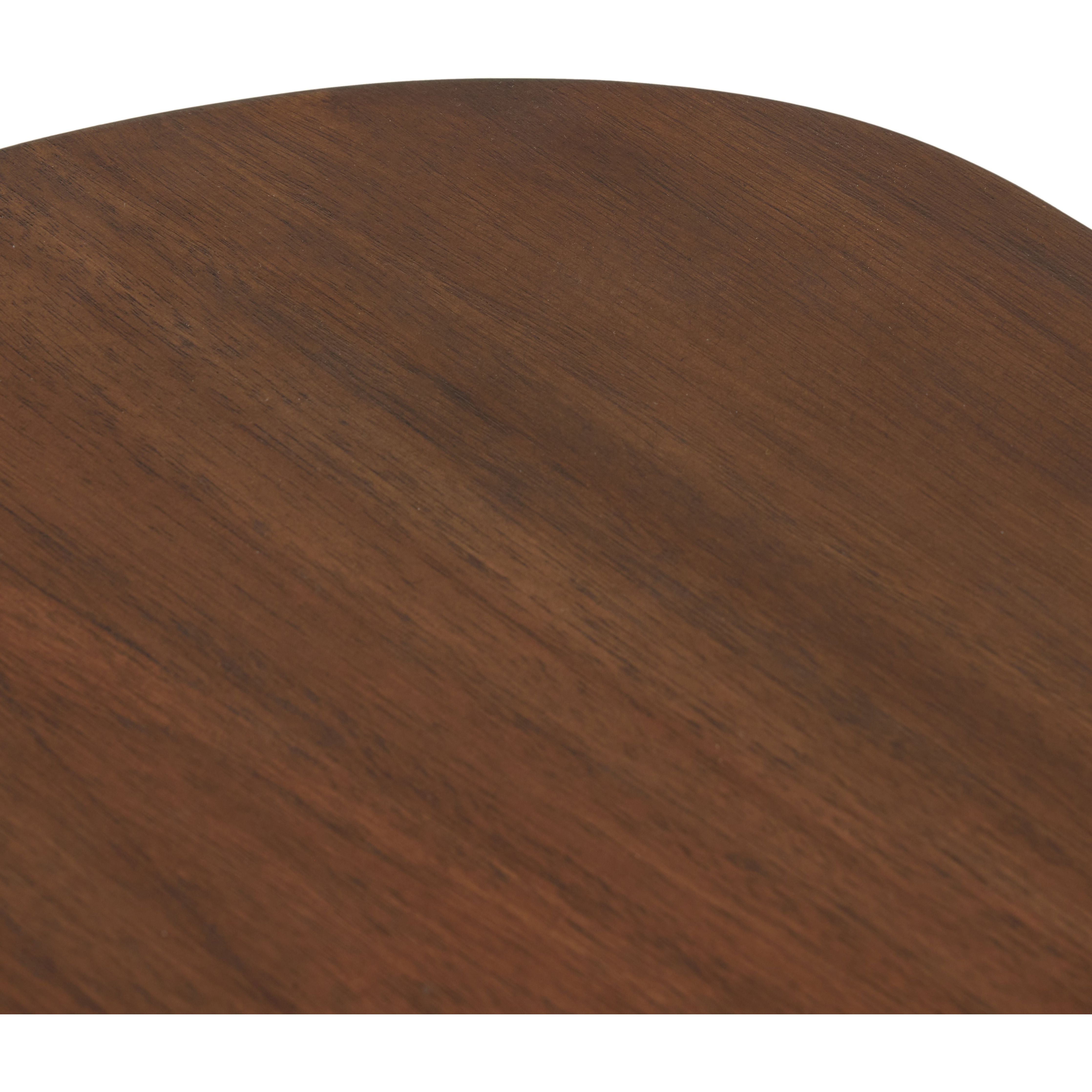 Seasoned brown acacia forms a curved pedestal base, bringing gentle curves to a classic nightstand shape. Amethyst Home provides interior design, new construction, custom furniture, and area rugs in the Scottsdale metro area.