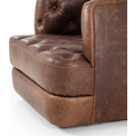 Old English-inspired top-grain leather is finished with a soft hand for a vintage, lived-in look on this traditionally inspired chair. Handcrafted in Italy, the richness of this distinctive, full-bodied leather develops an even-richer patina over time. Button tufting texturizes a comfortably curved back and sides, while a 360-degree swivel modernizes the whole look. Amethyst Home provides interior design, new construction, custom furniture, and area rugs in the Kansas City metro area.