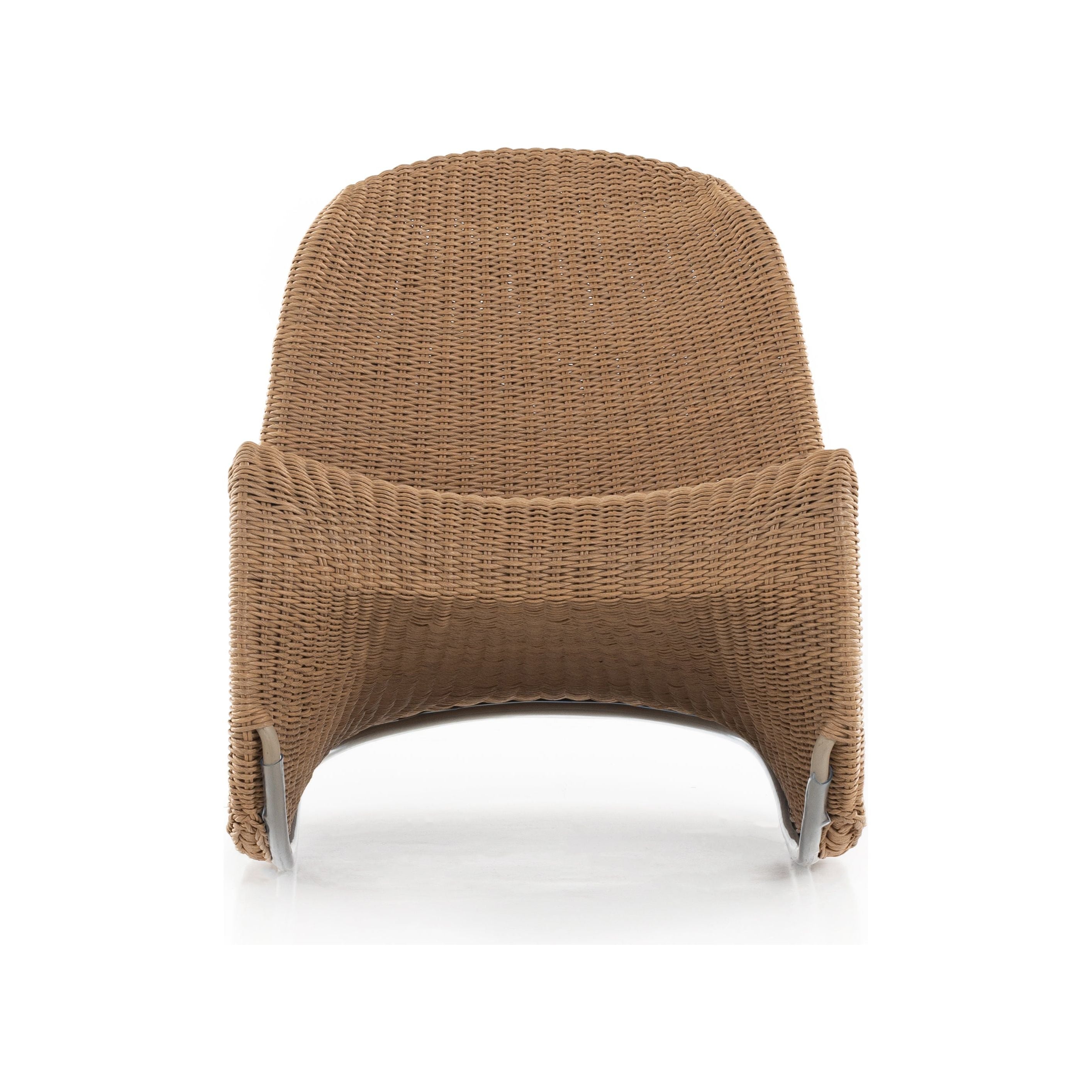 Based off a vintage shape, all-weather wicker seating brings dramatic curves to this statement-making rocking chair. Cover or store indoors during inclement weather and when not in use. Amethyst Home provides interior design, new construction, custom furniture, and area rugs in the Washington metro area.