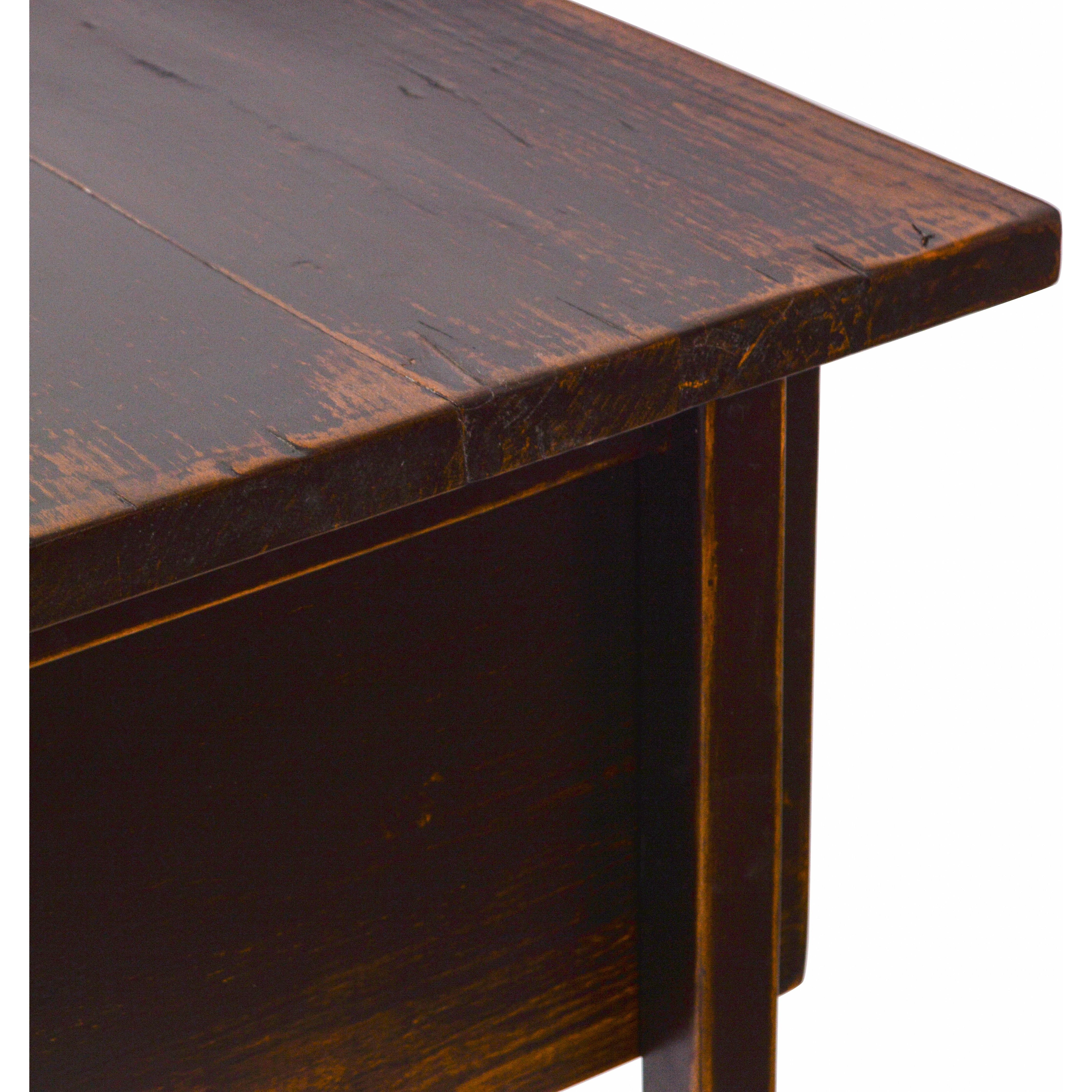 It's a material thing. Made entirely from solid pine, a specialized waxed finish gives this roomy five-drawer desk a purposefully antiqued look. Amethyst Home provides interior design, new construction, custom furniture, and area rugs in the Kansas City metro area.
