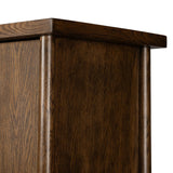 Featuring Renaud Dark Toasted Oak Cabinet by Four Hands at Amethyst Home. A beautifully simple statement piece. This three-door cabinet is crafted from a mix of solid oak and veneer in a dark toasted finish. Details include subtle, tapered corner posts and minimal rounded door knobs.
Overall Dimensions: 20.0" L x 74.0 " W x 69.0" H
Collection: WellsCol. Amethyst Home provides interior design, new home construction design consulting, vintage area rugs, and lighting in the Salt Lake City metro area.