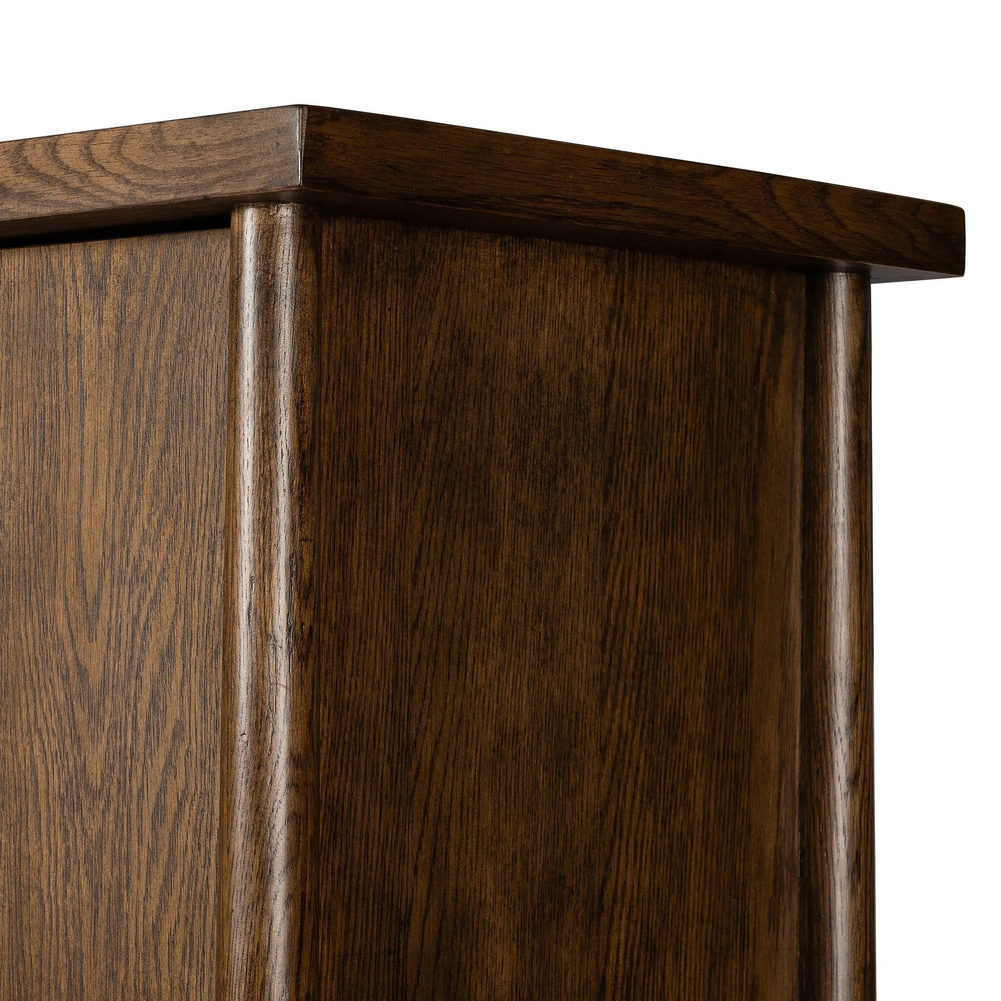 Featuring Renaud Dark Toasted Oak Cabinet by Four Hands at Amethyst Home. A beautifully simple statement piece. This three-door cabinet is crafted from a mix of solid oak and veneer in a dark toasted finish. Details include subtle, tapered corner posts and minimal rounded door knobs.
Overall Dimensions: 20.0" L x 74.0 " W x 69.0" H
Collection: WellsCol. Amethyst Home provides interior design, new home construction design consulting, vintage area rugs, and lighting in the Salt Lake City metro area.