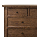 Featuring Russ Aged Oak Oversized Dresser by Four Hands at Amethyst Home. Like an heirloom dresser with three smaller drawers up top, this aged oak design has room for it all. Detailed with an overhang surface, carved edges top to bottom, angled legs and oval drawer pulls finished in dark gunmetal.
Overall Dimensions: 21.0" L x 72.0" W x 38.75" H
Collectio. Amethyst Home provides interior design, new home construction design consulting, vintage area rugs, and lighting in the Scottsdale metro area.
