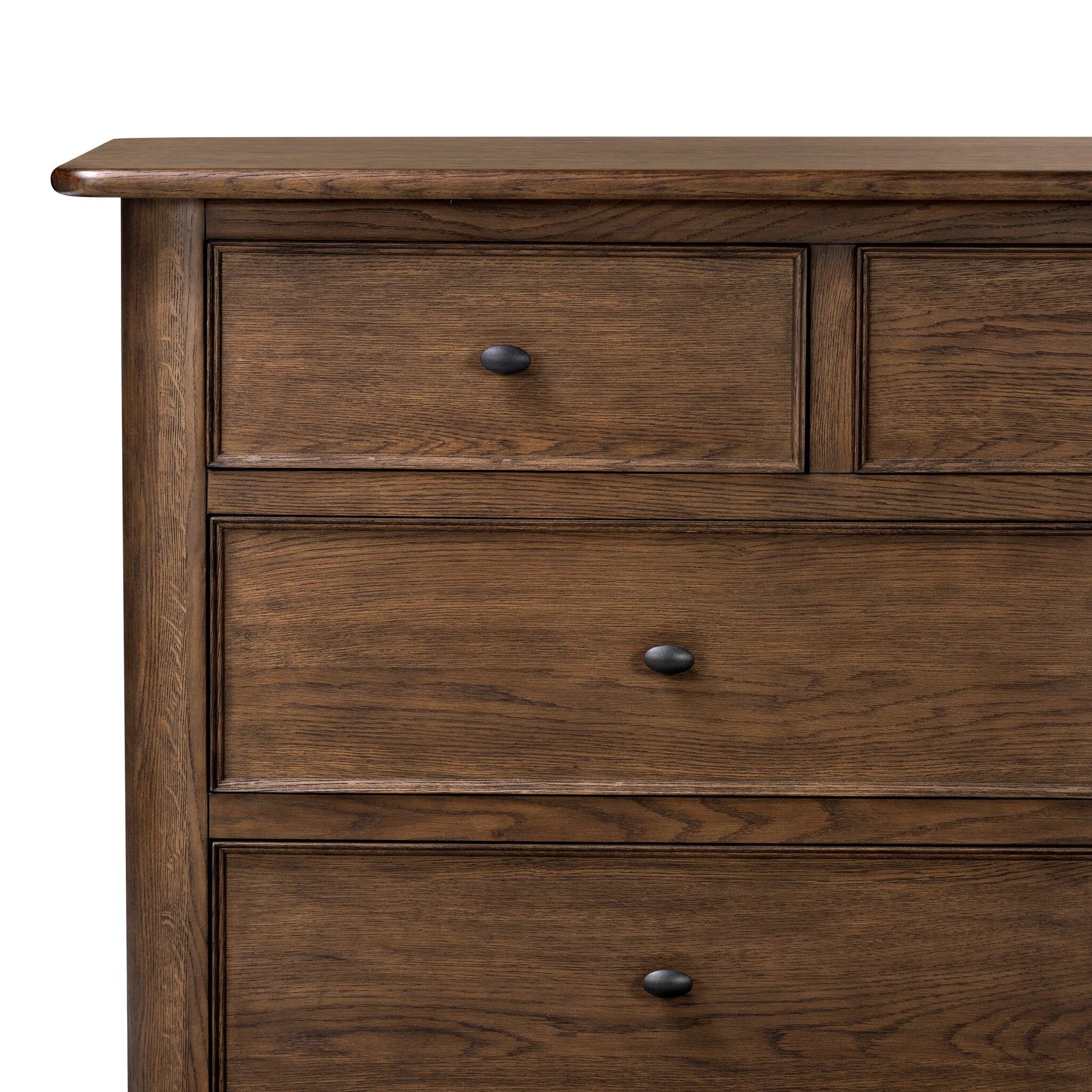 Featuring Russ Aged Oak Oversized Dresser by Four Hands at Amethyst Home. Like an heirloom dresser with three smaller drawers up top, this aged oak design has room for it all. Detailed with an overhang surface, carved edges top to bottom, angled legs and oval drawer pulls finished in dark gunmetal.
Overall Dimensions: 21.0" L x 72.0" W x 38.75" H
Collectio. Amethyst Home provides interior design, new home construction design consulting, vintage area rugs, and lighting in the Scottsdale metro area.