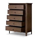 Like an heirloom tallboy with six drawers, this aged oak dresser has room for it all. Detailed with an overhang surface, carved edges top to bottom, angled legs and oval drawer pulls finished in dark gunmetal.Collection: Bolto Amethyst Home provides interior design, new home construction design consulting, vintage area rugs, and lighting in the Nashville metro area.
