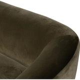 Get comfortable on this velvety cotton-blend sofa, complete with tight tailoring and rounded corners. Column-like parawood legs are finished in a weathered sepia hue.Collection: Easto Amethyst Home provides interior design, new home construction design consulting, vintage area rugs, and lighting in the Scottsdale metro area.