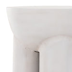 Made from white-finished cast aluminum, a chunky cylinder base supports a drum-style tabletop with beautifully textural movement. Surfaces may vary in texture and dimples, reflective of materials' organic roots. Amethyst Home provides interior design, new construction, custom furniture, and area rugs in the Charlotte metro area.