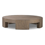 A simple stunner. This large coffee table features exposed joinery from five thick, gently curved legs. Crafted from a beautiful oak veneer with exposed graining throughout.Collection: Irondal Amethyst Home provides interior design, new home construction design consulting, vintage area rugs, and lighting in the Nashville metro area.