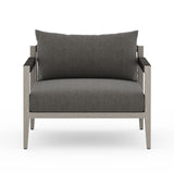 Featuring Sherwood Grey/Charcoal Outdoor Chair by Four Hands at Amethyst Home. Modern materials ready a stylish silhouette for the outdoors. Weathered grey teak forms a clean frame for UV-resistant and water-repellent Sunproof fabric. Cover or store indoors during inclement weather.Overall Dimensions: 33"W x 34.25"L x 30"H
Collection: SolanoColors: Venao Charcoal ,Weathered Grey-F. Amethyst Home provides interior design, new construction, custom furniture, and area rugs in the Portland metro area.