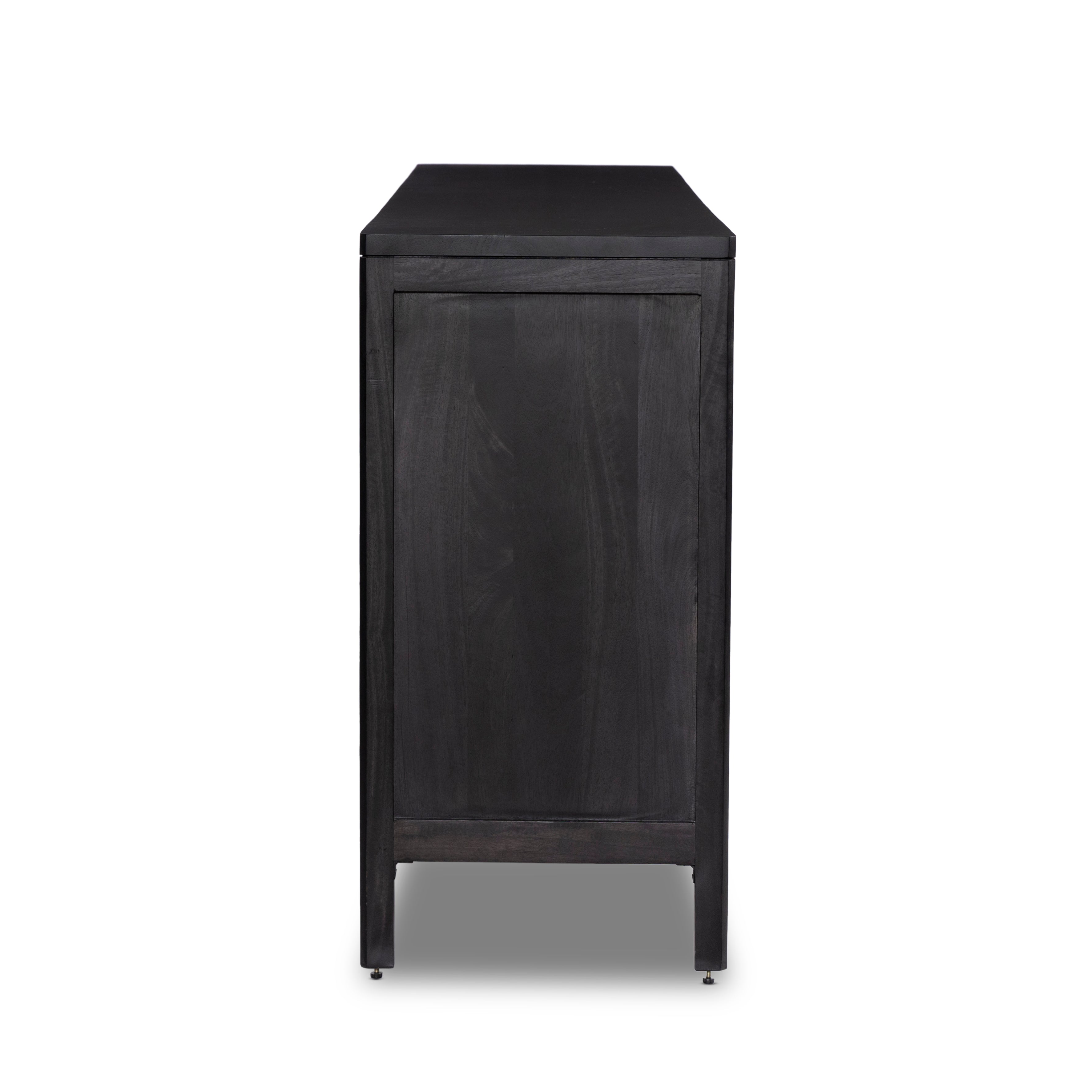 Black-finished mango encases nine spacious drawers of woven black cane, for a textural, monochromatic look. Amethyst Home provides interior design, new construction, custom furniture, and area rugs in the Monterey metro area.