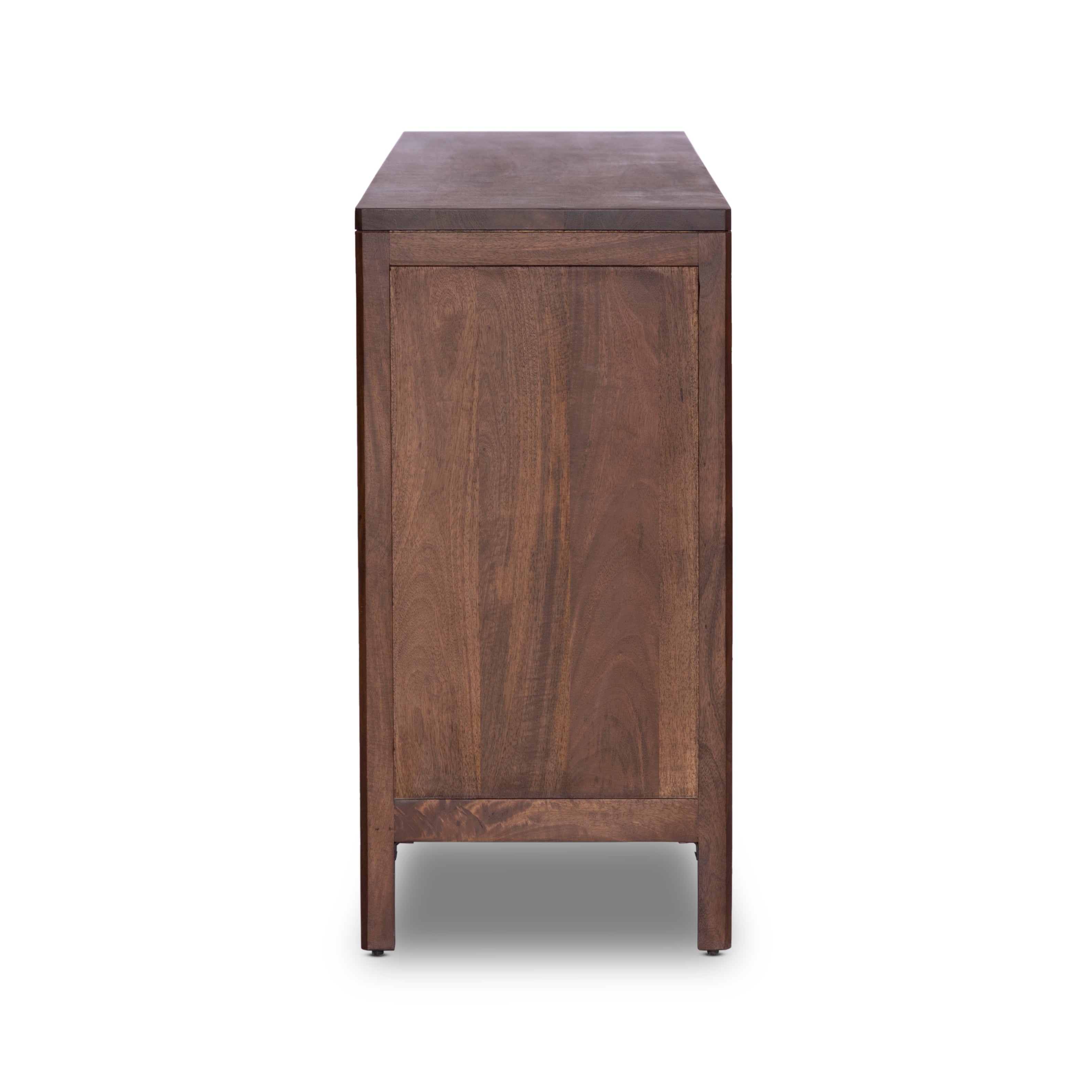 Brown-washed mango encases nine spacious drawers of woven cane, for a textural, monochromatic look. Amethyst Home provides interior design, new construction, custom furniture, and area rugs in the Salt Lake City metro area.