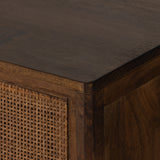 Sydney Brown Wash Drawer Dresser encases six spacious drawers of woven cane, for a textural look with monochromatic vibes. Amethyst Home provides interior design services, furniture, rugs, and lighting in the Miami metro area.