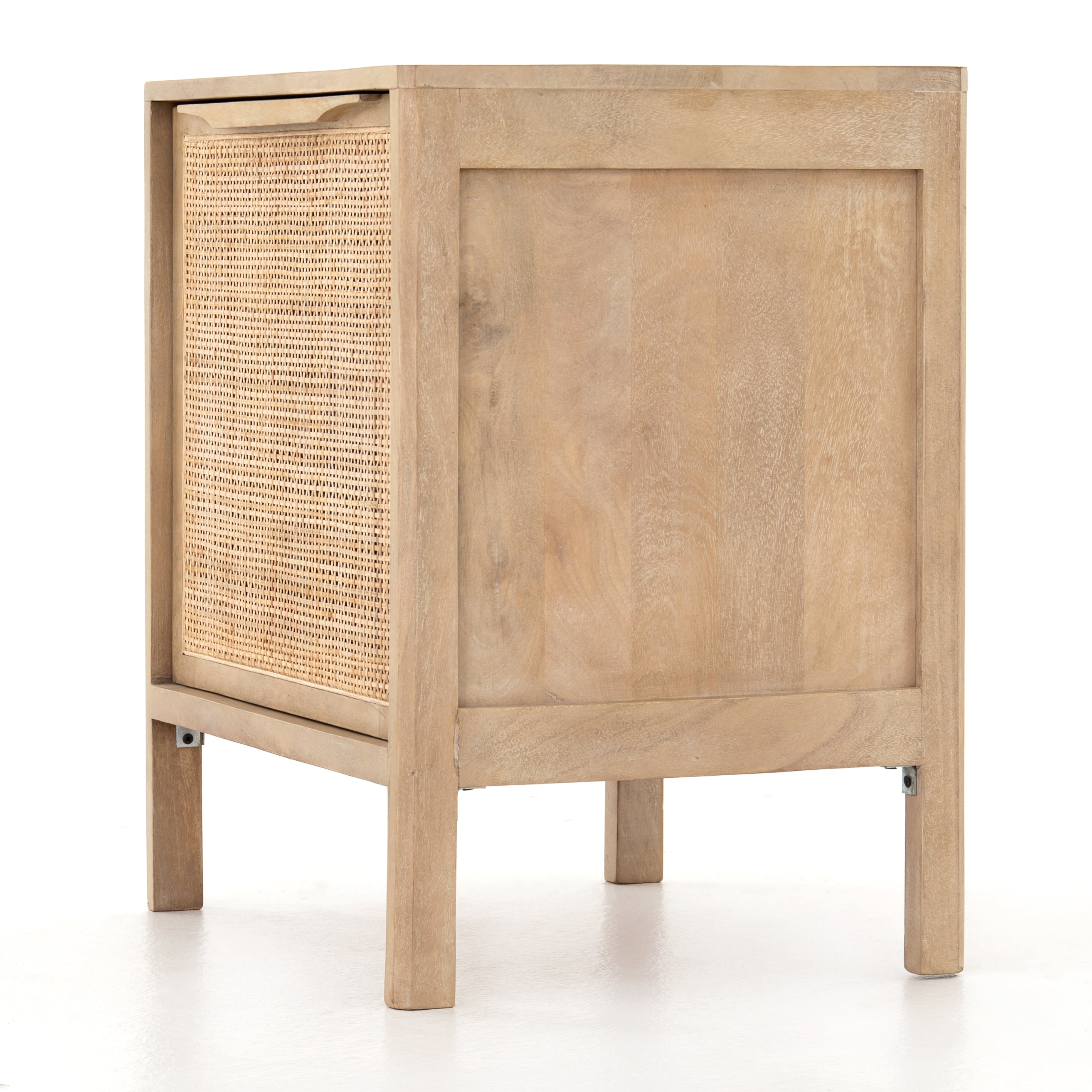 Natural mango frames woven cane, for a light, textural look with fresh organic allure. Interior removable shelf for extra storage options. Amethyst Home provides interior design, new construction, custom furniture, and area rugs in the Washington metro area.