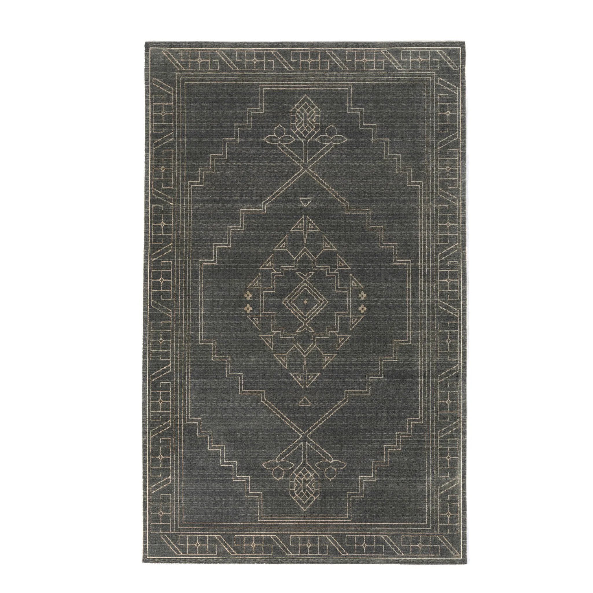 A subtle Turkish-inspired pattern adorns this wool-blend rug. The pattern and ground are purposefully similar in color for a unique take on a neutral.Overall Dimensions108.00"w x 144.00"d x 0.50"hFull Details &amp; SpecificationsTear SheetCleaning Code : X (vacuum Or Light Brush, No Cleaning Products Amethyst Home provides interior design, new home construction design consulting, vintage area rugs, and lighting in the Des Moines metro area.