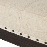 Dark brown-finished pine shapes a beautifully arched base to support bench seating of high-performance fabric. Performance fabrics are specially created to withstand spills, stains, high traffic and wear, ensuring long-term comfort and unmatched durability.Collection: Van Thie Amethyst Home provides interior design, new home construction design consulting, vintage area rugs, and lighting in the Laguna Beach metro area.