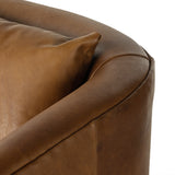 Angled arms and a single pillow create a laid-back look, with a 360-degree swivel for ease in your office or living room. Sourced from one of the oldest family-owned tanneries in Italyâ€™s Bassano del Grappa, our top-grain heirloom leather covering is salvaged and processed from upcycled hides featuring an abundance of natural markings, scars and color variations. Amethyst Home provides interior design, new construction, custom furniture, and area rugs in the Scottsdale metro area.