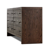 Straight planks of solid umber oak and veneer encase this spacious dresser for an understated modern look. Deep wood grain adds natural character.Collection: Hamilto Amethyst Home provides interior design, new home construction design consulting, vintage area rugs, and lighting in the Calabasas metro area.
