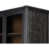 Framed panels, subtly softened corners and tapered spindle legs speak to the vintage European inspiration behind this spacious cabinetry style. Made from solid oak and oak veneer and finished in a distressed black Amethyst Home provides interior design, new home construction design consulting, vintage area rugs, and lighting in the Omaha metro area.