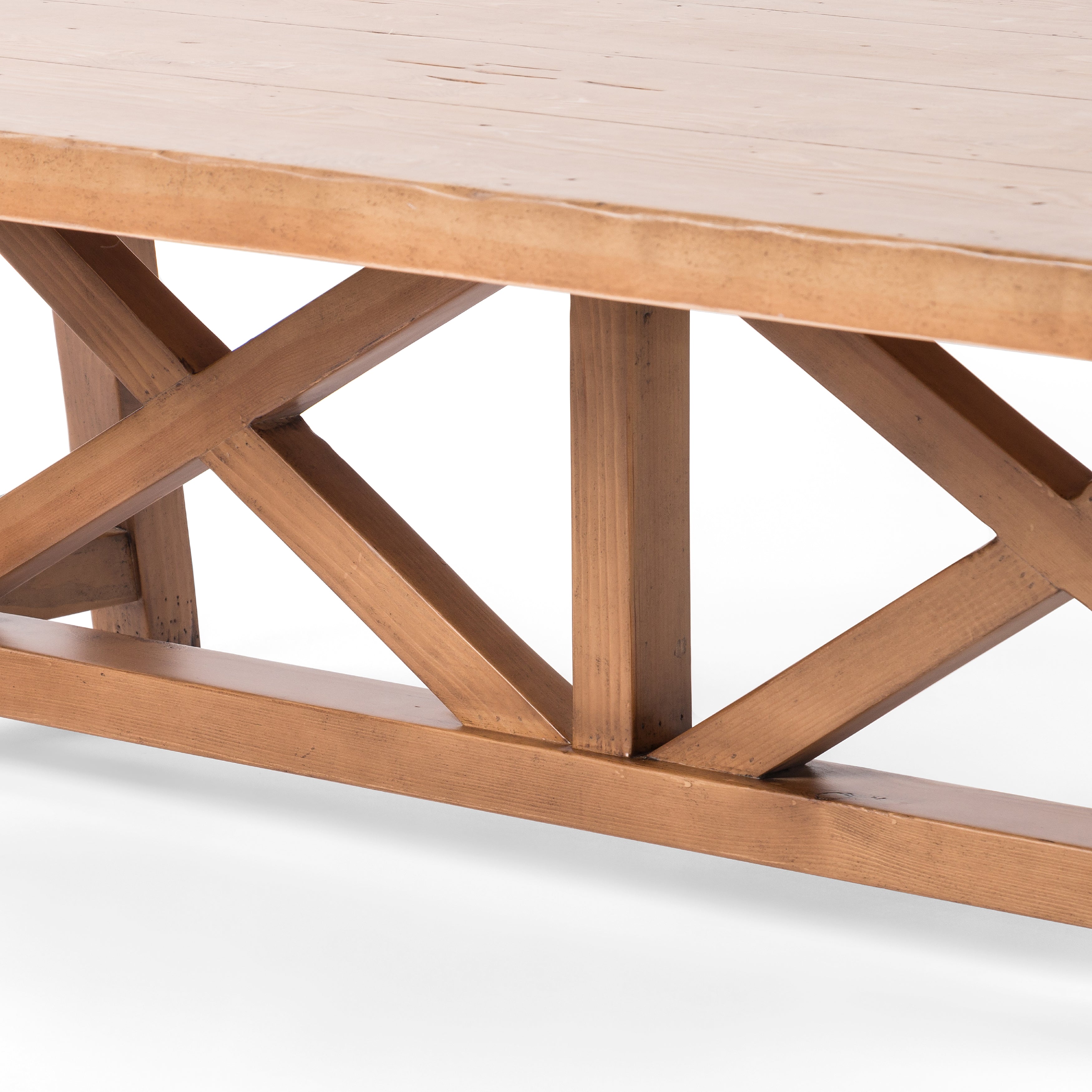 Inspired by European farmhouse design, Trellis Waxed Pine Coffee Table forms an X-shape base for a traditional, trellis-style look. Amethyst Home provides interior design services, furniture, rugs, and lighting in the Miami metro area. 