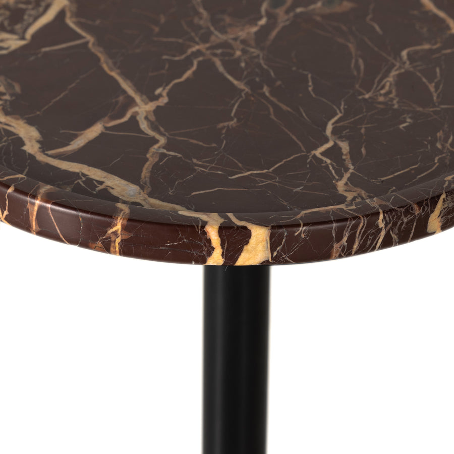 The Viola Merlot Marble Accent Table is a stylish and practical accessory for any living room. The marble tabletop and sturdy steel frame ensures durability, while the contemporary design will make a great addition to any décor. Enjoy the natural beauty of the marble table top as it enhances any space. Amethyst Home provides interior design, new construction, custom furniture, and area rugs in the Scottsdale metro area.