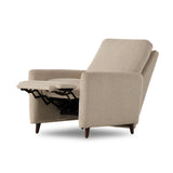 A midcentury-inspired recliner gets an update with subtle curves throughout. Designed with a hidden push-back reclining functionality and feather fiber blend cushioning, including a loose back cushion. Performance fabrics are specially created to withstand spills, stains, high traffic and wear, ensuring long-term comfort and unmatched durability. Amethyst Home provides interior design, new home construction design consulting, vintage area rugs, and lighting in the Dallas metro area.