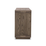Worn oak shapes a streamlined box-style dresser, with lap joint corners for a detail-driven touch.Collection: Bennet Amethyst Home provides interior design, new home construction design consulting, vintage area rugs, and lighting in the Tampa metro area.