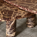 Made from solid marble with visible natural veining, turned pillar-style legs complement organically shaped tabletops, perfectly sized for nesting. Option to buy tables individually or together as a two-piece set. Amethyst Home provides interior design, new construction, custom furniture, and area rugs in the Laguna Beach metro area.