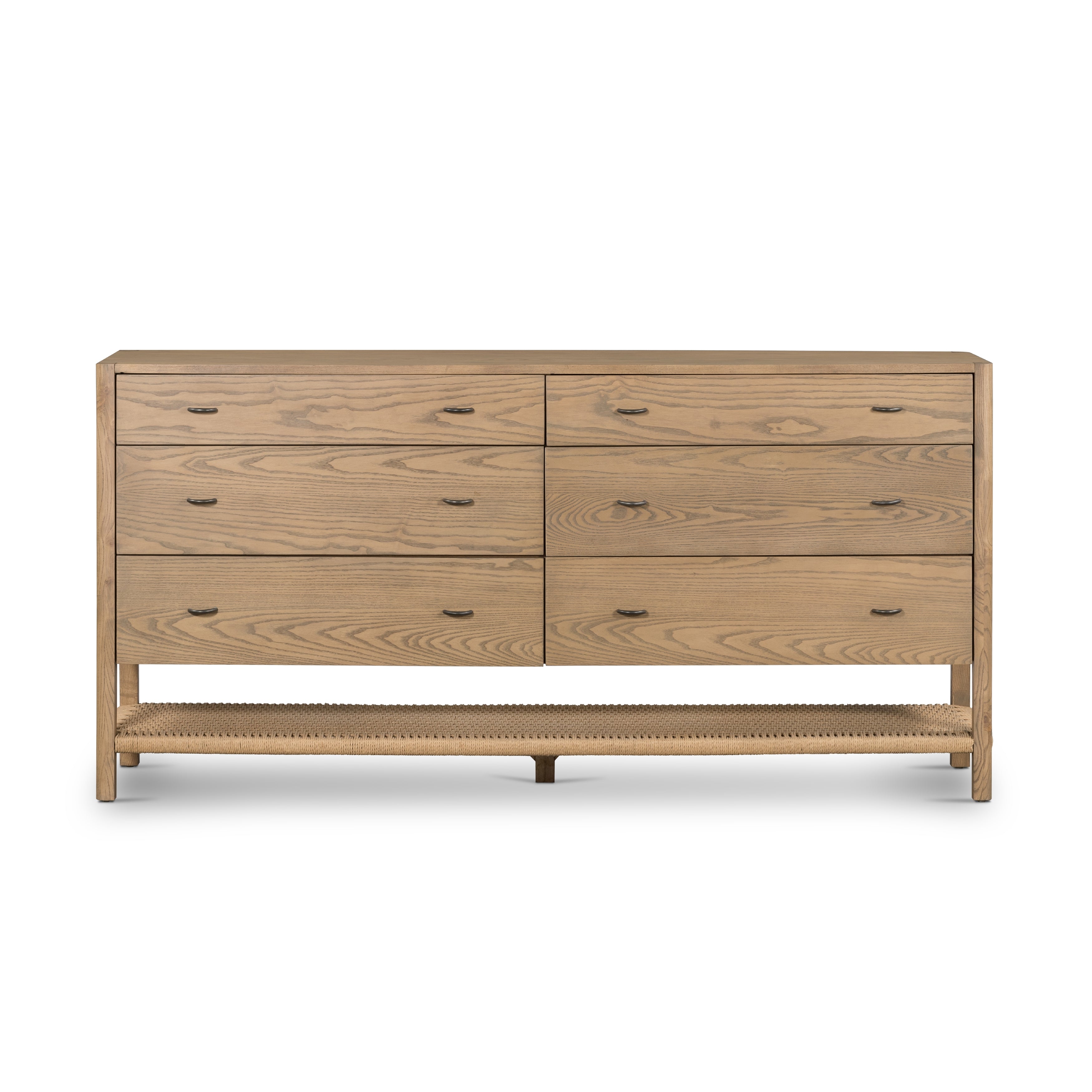Simple yet refined, the Zuma Dune Ash 6 Drawer Dresser is a danish design-influenced dresser that is made from solid ash, with iron hardware finished in sleek gunmetal. Amethyst Home provides interior design services, furniture, rugs, and lighting in the Dallas metro area.