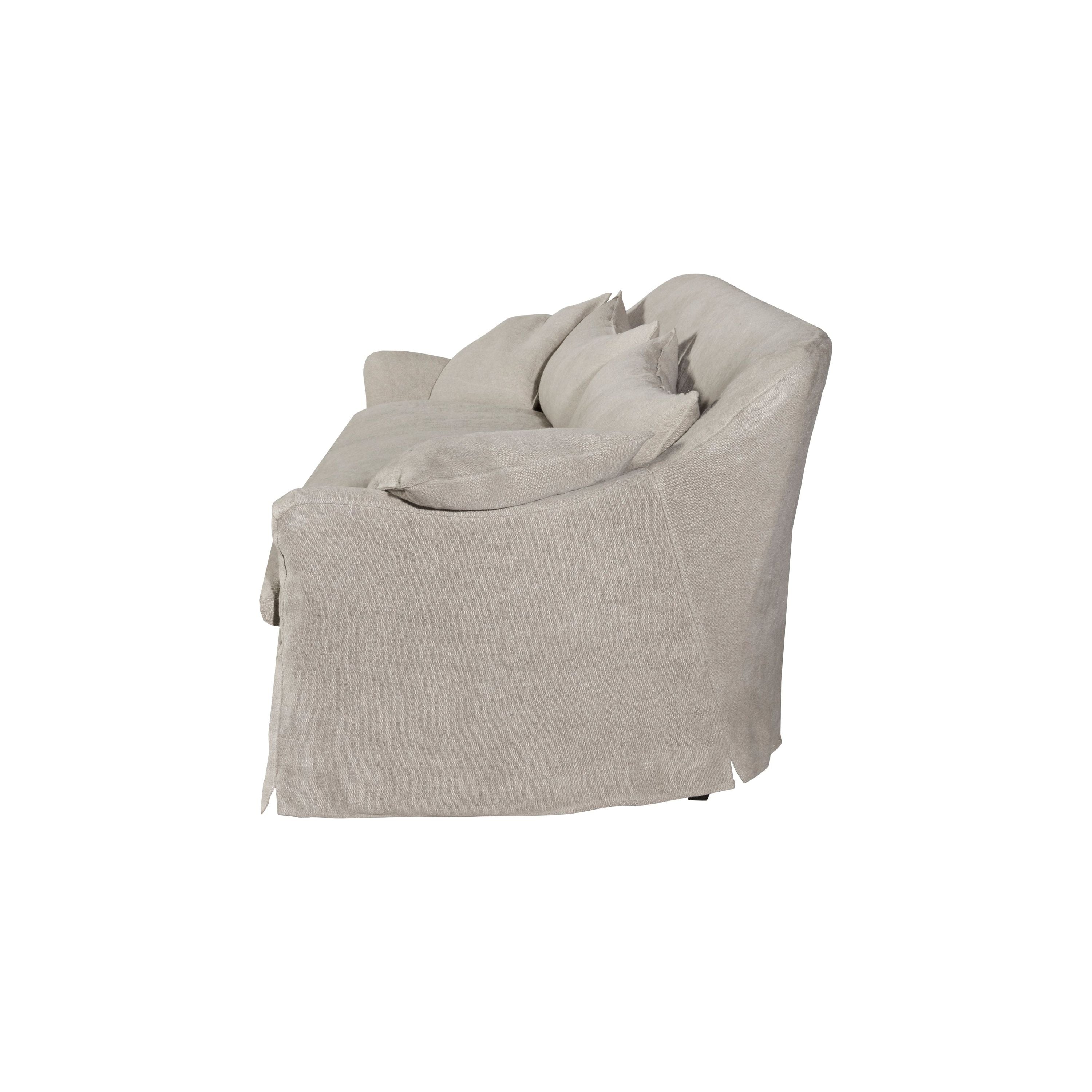 The slipcovered Hazel Sofa by Cisco Brothers comes with a down feather pillow top cushion. Made in LA with a 8 way hand-tied construction for irresistable comfort. As shown slipcovered in Quixote Oatmeal 100% linen. Available in 4 sizes: