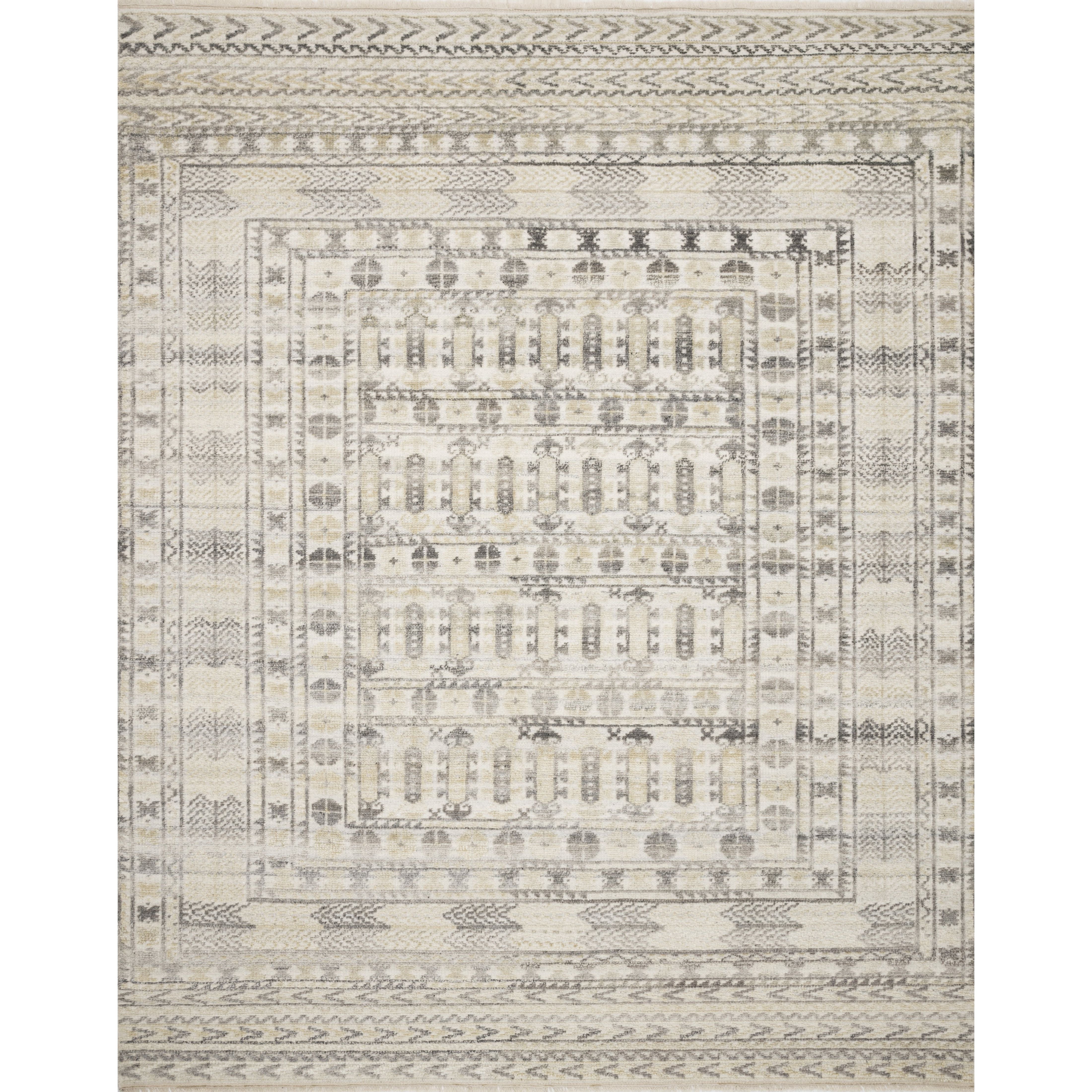 Both timeless and modern, the Idris Ivory/Taupe area rug from Loloi is meticulously hand-knotted in colors of ivory, taupe, and grey. The tonal series features an elevated texture, accentuating the detailed pattern. The Idris Ivory/Taupe rug, also known as ID-04 Ivory/Taupe, is hand-knotted of 70% Viscose and 30% Wool.