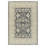 The Boheme Pia Rug brings vintage inspiration to life with ornate, worldly designs and a timeless distress effect. The Pia area rug boasts a Persian-inspired center medallion, short fringe and detail-rich border in a navy, cream, gray, and pastel green colorway. Amethyst Home provides interior design services, furniture, rugs, and lighting in the Dallas metro area.