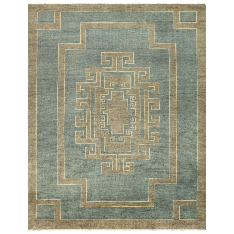 The hand-knotted Cyprus collection showcases a modern representation of vintage Kars designs with clean-lined geometric details and fresh colorways. The blue, sage, and cream Kyrenia design delights with an antique medallion pattern and a similarly styled border. Low pile and naturally stain resistant fibers allow for easy care and cleanup. Amethyst Home provides interior design, new construction, custom furniture, and area rugs in the Des Moines metro area.