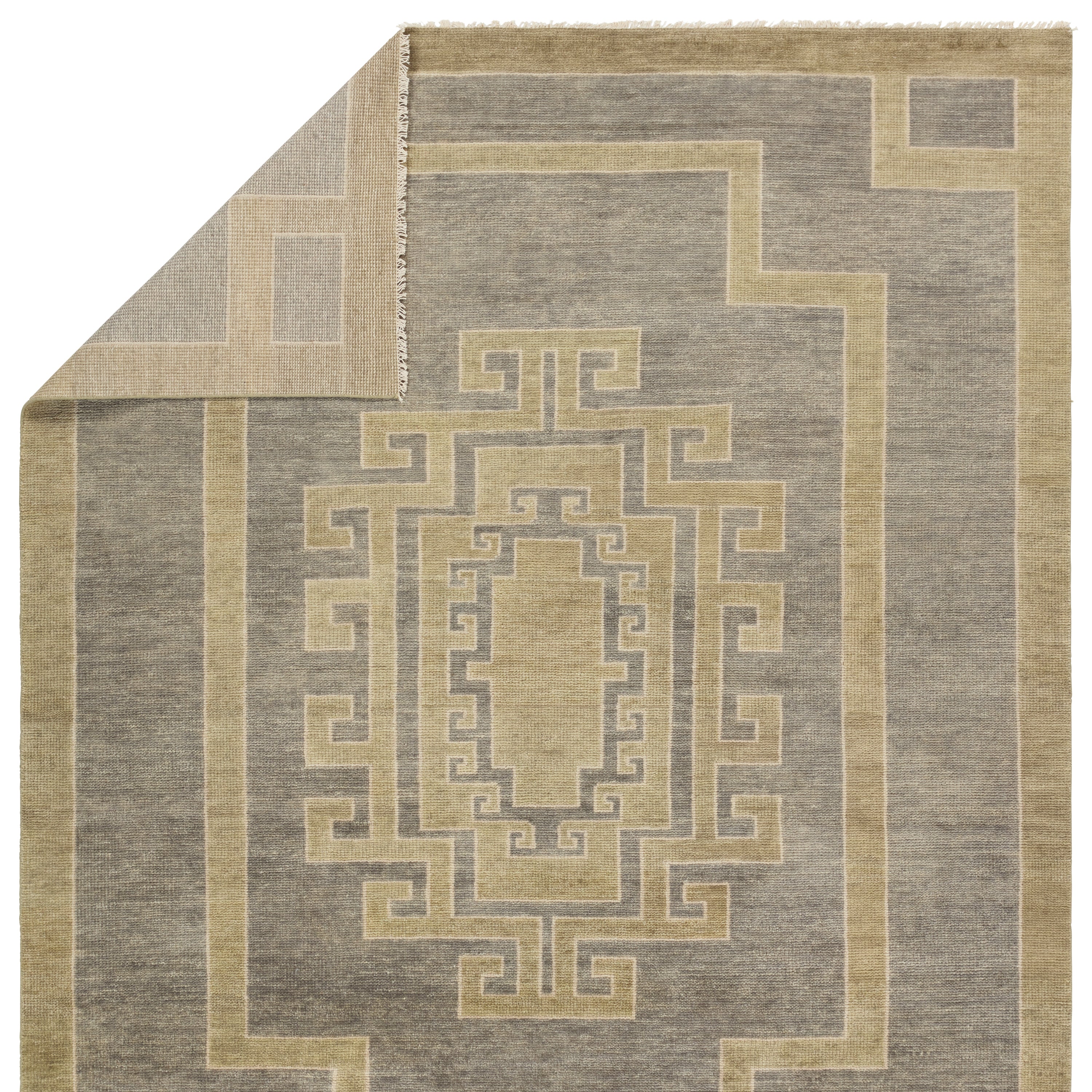 The hand-knotted Cyprus collection showcases a modern representation of vintage Kars designs with clean-lined geometric details and fresh colorways. The gray, sage, and cream Kyrenia design delights with an antique medallion pattern and a similarly styled border. Low pile and naturally stain resistant fibers allow for easy care and cleanup. Amethyst Home provides interior design, new construction, custom furniture, and area rugs in the Calabasas metro area.