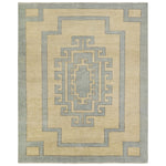 The hand-knotted Cyprus collection showcases a modern representation of vintage Kars designs with clean-lined geometric details and fresh colorways. The blue, cream, gray, and caramel colored Nicosia design delights with a minimalistic medallion pattern and multiple borders. Low pile and naturally stain resistant fibers allow for easy care and cleanup. Amethyst Home provides interior design, new construction, custom furniture, and area rugs in the Nashville metro area.