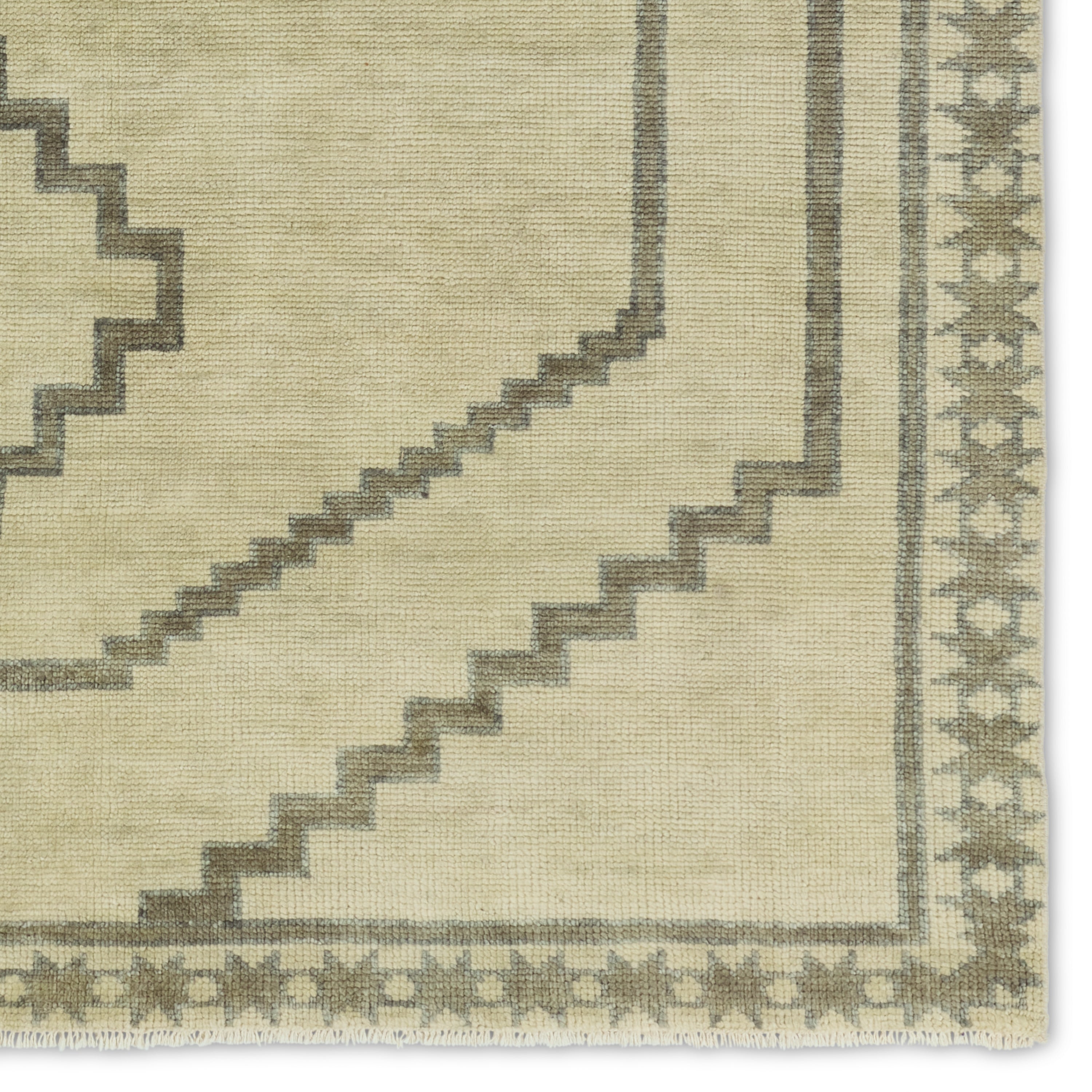 The hand-knotted Cyprus collection showcases a modern representation of vintage Kars designs with clean-lined geometric details and fresh colorways. The dark and light green Paphos design delights with a minimalistic medallion pattern and a similarly styled border. Low pile and naturally stain resistant fibers allow for easy care and cleanup. Amethyst Home provides interior design, new construction, custom furniture, and area rugs in the Winter Garden metro area.