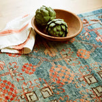 The Eden Anemone pairs fresh, vibrant colors with provincial Persian motifs for the perfect blend of new and time-honored. This hand-knotted wool rug features a hand-sheared quality that lends the design a perfectly vintage and a lovingly worn look. Amethyst Home provides interior design, new home construction design consulting, vintage area rugs, and lighting in the Salt Lake City metro area.