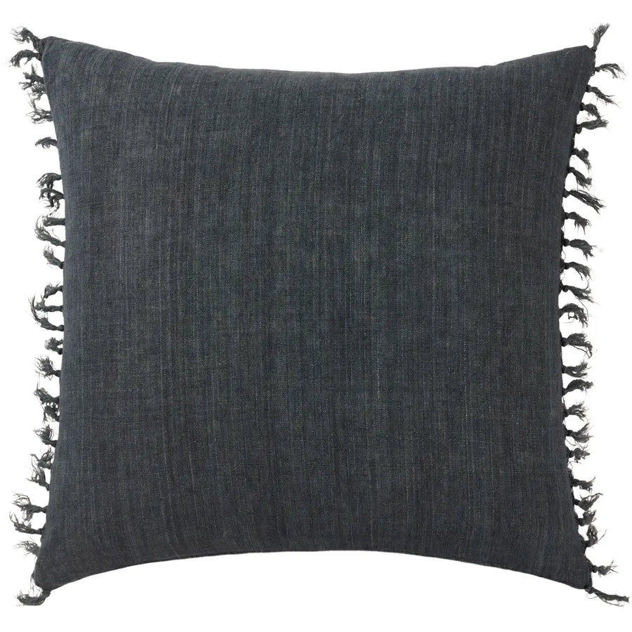 The Jemina Dark Slate Pillow boasts an assortment of relaxed linen designs with rustic-style knotted tassels lining the sides. The comfortable Majere throw pillow delights with a bold navy hue and subtle bohemian vibe that perfectly accents sofas, chairs, and beds alike.  Amethyst Home provides interior design services, furniture, rugs, and lighting in the Kansas City metro area.