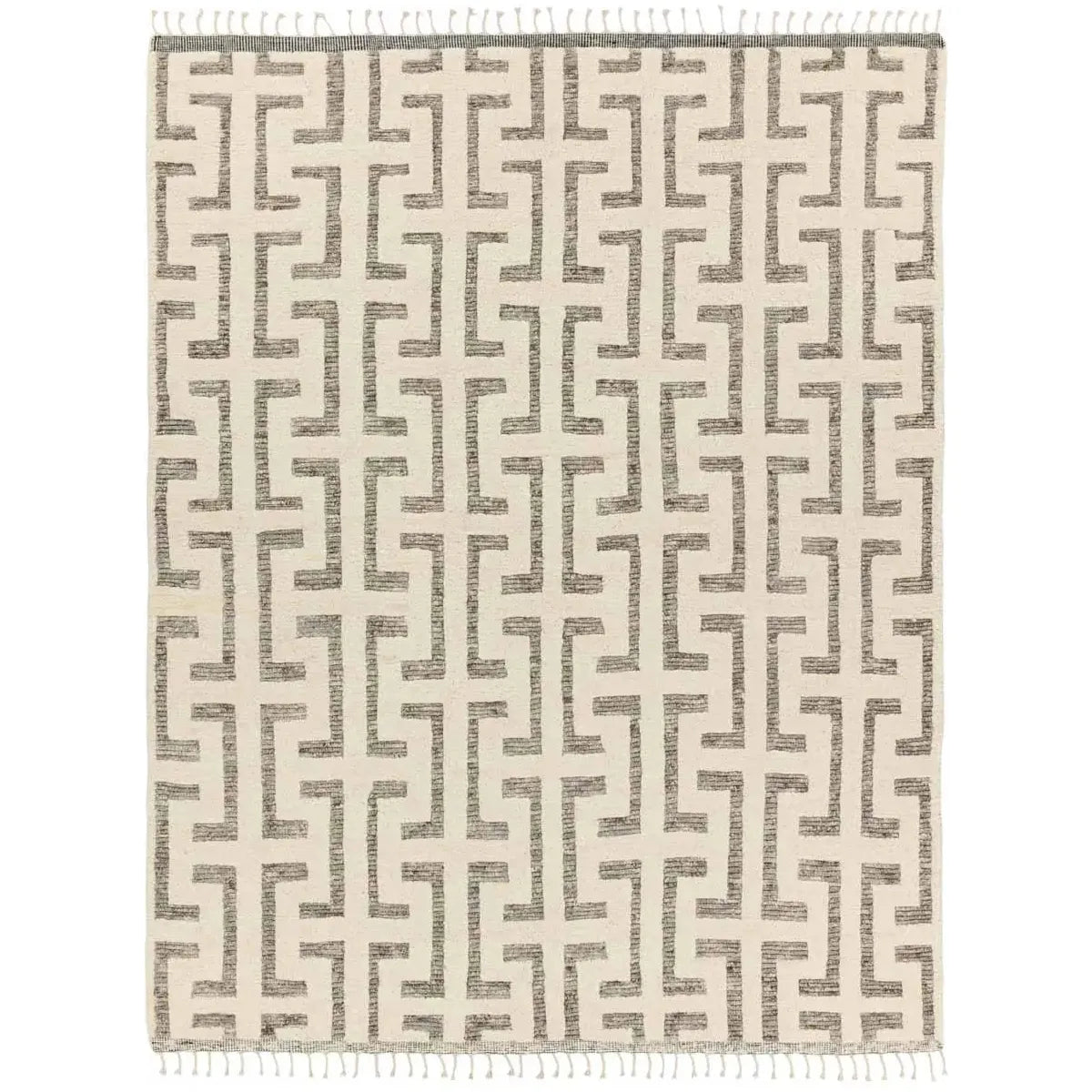 The Keoka Semra Rug boasts a fresh take on classic Afghani hand-knotted textiles. In rich, grounding tones of gray and ivory, the stylish contrast of the rug anchors room with bold yet neutral appeal. Amethyst Home provides interior design services, furniture, rugs, and lighting in the Seattle metro area.