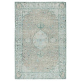 Exceptionally made and artfully designed, this hand-knotted area rug infuses contemporary homes with vintage allure. An on-trend colorway of vibrant aqua, beige, and dark gray lends a fresh update to the floral and medallion design, while a patina-rich antiqued effect creates a timeless look. Amethyst Home provides interior design services, furniture, rugs, and lighting in the Kansas City metro area.