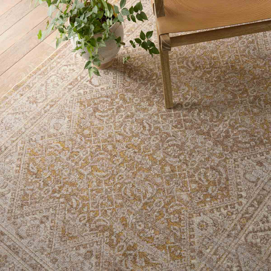 The Leila Harriet Rug makes traditional beauty accessible. The Harriet area rug features a distressed, medallion and trellis design in warm tones of gold, light gray, and cream. This polyester accent is durable and easy-to-clean, offering the perfect grounding accent to homes with pets or kids. Amethyst Home provides interior design services, furniture, rugs, and lighting in the Calabasas metro area.