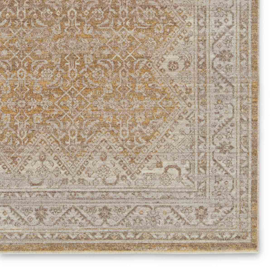 The Leila Harriet Rug makes traditional beauty accessible. The Harriet area rug features a distressed, medallion and trellis design in warm tones of gold, light gray, and cream. This polyester accent is durable and easy-to-clean, offering the perfect grounding accent to homes with pets or kids. Amethyst Home provides interior design services, furniture, rugs, and lighting in the Seattle metro area.