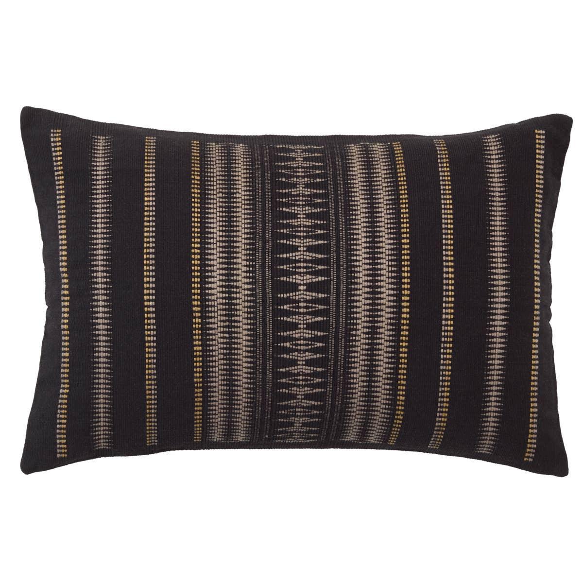 Handmade by weavers in Nagaland, India, the Nagaland Dzukou showcases the traditional loin-loom techniques of the indigenous tribes of the region. The artisan-made Dzukou throw pillow effortlessly combines heritage-rich tribal and stripe patterns with a black, taupe, and gold colorway for a stunning statement in any space. Amethyst Home provides interior design, new home construction design consulting, vintage area rugs, and lighting in the Salt Lake City metro area.