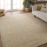 The Onessa collection marries traditional motifs with soft, subdued colorways for the perfect blend of fresh and time-honored style. These hand-knotted wool rugs feature a hand-sheared quality that lends the design a coveted vintage impression. The Antony rug features a distressed, floral pattern in hues of yellow, light gray, and cream. Amethyst Home provides interior design, new construction, custom furniture, and area rugs in the Austin metro area.